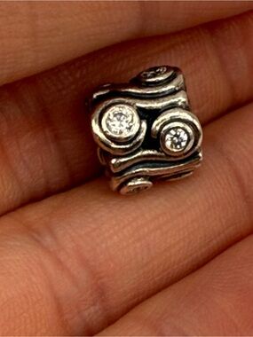PANDORA OCEAN WAVE CHARM STERLING SILVER CLEAR CZ RETIRED 790369CZ
